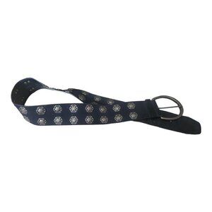 Fossil Belt Women's Black Leather Suede Studs/Buttons Silver Hardware Si…